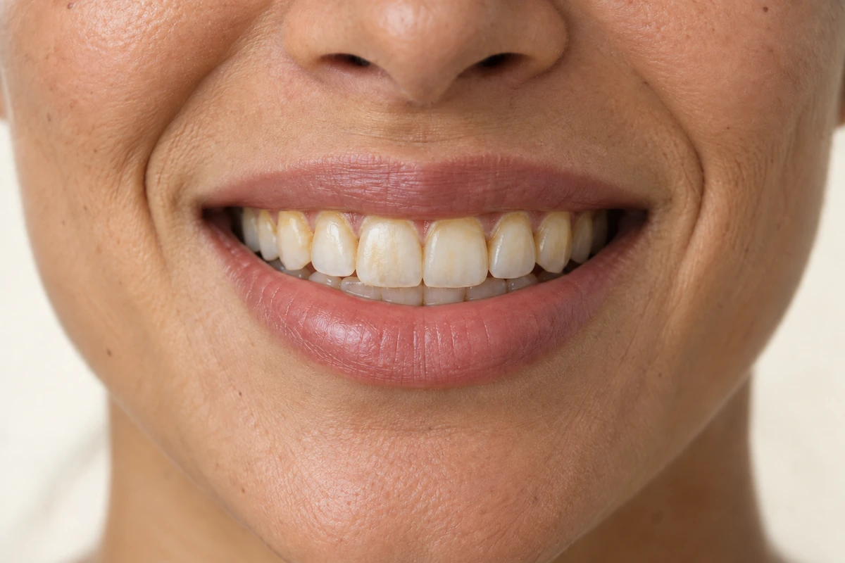 Fictional before visualisation: a smile with surface staining